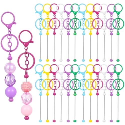 24 bunte Perlenschlüssel-Rohlinge mit Karabinerverschluss, DIY-Schlüsselanhänger für Schüler und Schulbedarf, inklusive Metall-Schlüsselanhänger in mehreren Farben 24 bunte Perlenschlüssel-Rohlinge mit Karabinerverschluss, DIY-Schlüsselanhänger für Schüler und Schulbedarf, inklusive Metall-Schlüsselanhänger in mehreren Farben von Chewtoyo
