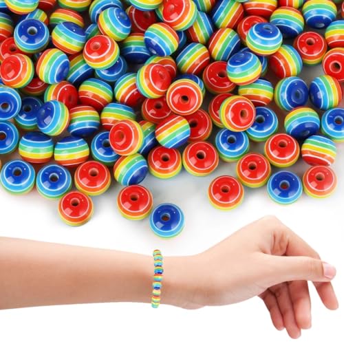 400 Regenbogen-gestreifte Harzperlen, 8 mm, runde Gay-Pride-Perlen für selbstgemachten Schmuck, Halsketten, Armbänder und mehr 400 Regenbogen-gestreifte Harzperlen, 8 mm, runde Gay-Pride-Perlen für selbstgemachten Schmuck, Halsketten, Armbänder und mehr von Chewtoyo