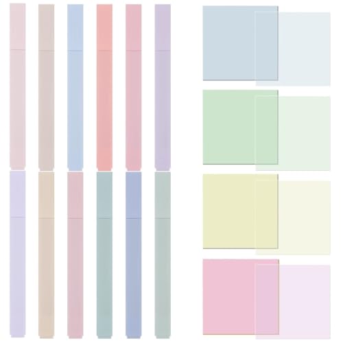 400 transparente Farbwechsel-Klebepads + 12 Highlight-Stifte, wiederverwendbar, 7,6 x 7,6 cm, für Büro, Schule, Zuhause 400 transparente Farbwechsel-Klebepads + 12 Highlight-Stifte, wiederverwendbar, 7,6 x 7,6 cm, für Büro, Schule, Zuhause von Chewtoyo