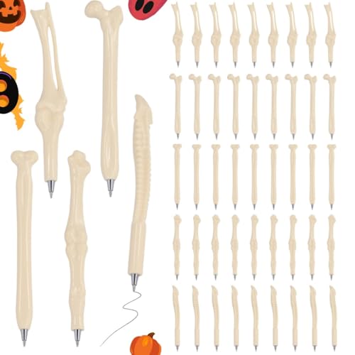 50 Stück Skelett-Finger-Kugelschreiber, Neuheit Schreibstifte in Knochenform, ideal für Krankenschwestern, Ärzte, Studenten oder Halloween-Partys von Chewtoyo