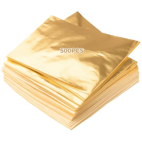 500 Blatt Goldfolienpapier, Metallic-Imitation Blattgold zum Basteln, Nagelkunst, Vergoldung, Kunstprojekte und DIY-Kreationen 500 Blatt Goldfolienpapier, Metallic-Imitation Blattgold zum Basteln, Nagelkunst, Vergoldung, Kunstprojekte und DIY-Kreationen von Chewtoyo