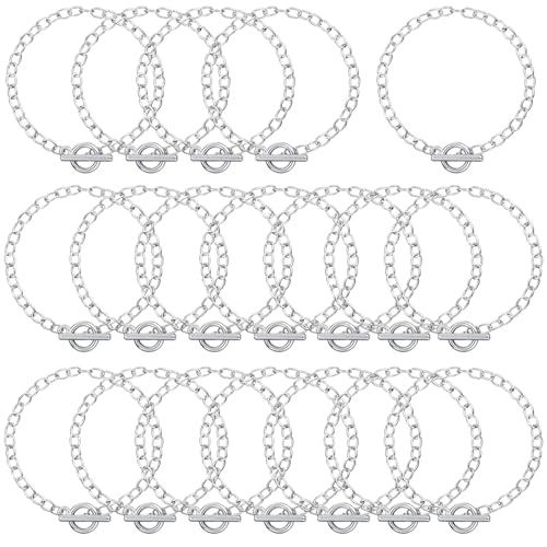 80 silberne Kettengliederarmbänder mit Ot-Knebelverschlüssen, Uni-Freundschaftsschmuck für Geschenke 80 silberne Kettengliederarmbänder mit Ot-Knebelverschlüssen, Uni-Freundschaftsschmuck für Geschenke von Chewtoyo