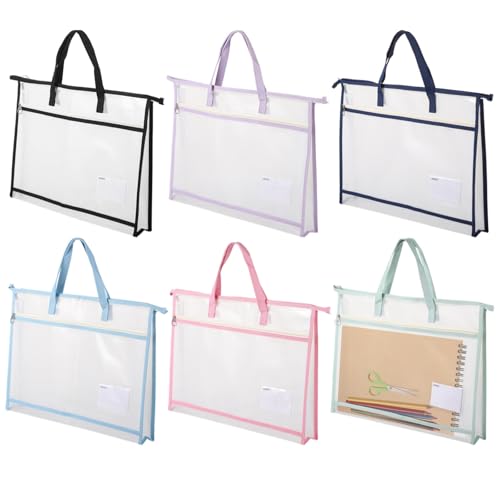 Große Kapazität, A3-Reißverschluss-Taschen zum Quilten und Ordnen, transparentes Netz mit Etikett, verschiedene Farben, 6 Stück Große Kapazität, A3-Reißverschluss-Taschen zum Quilten und Ordnen, transparentes Netz mit Etikett, verschiedene Farben, 6 Stück von Chewtoyo
