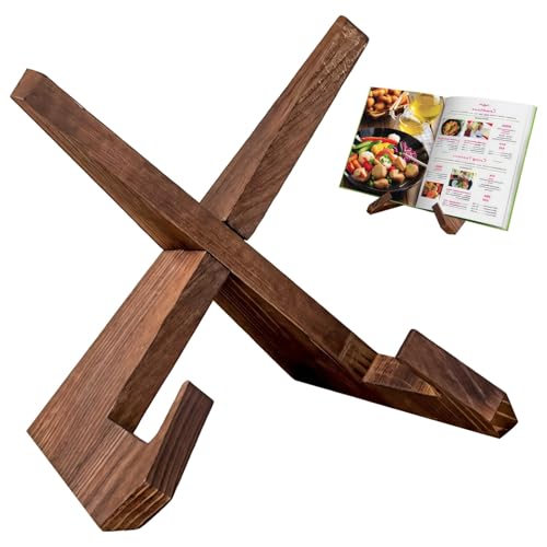 Kochbuchhalter aus Holz, L-förmige Staffelei Display für Teller und Kochbücher, stabiles Kreuz-Design Kochbuchhalter aus Holz, L-förmige Staffelei Display für Teller und Kochbücher, stabiles Kreuz-Design von Chewtoyo