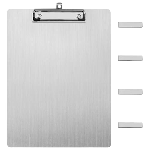 Magnetisches Edelstahl-Klemmbrett, A4-Größe, 1 mm dick, fingerabdruckfest, 4 Magnetstreifen von Chewtoyo