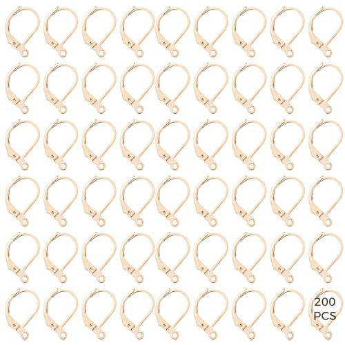 Ohrringhaken mit Goldfüllung, D-Form, Klappbügel für Schmuckherstellung, hypoallergenes Design, 200 Stück Ohrringhaken mit Goldfüllung, D-Form, Klappbügel für Schmuckherstellung, hypoallergenes Design, 200 Stück von Chewtoyo