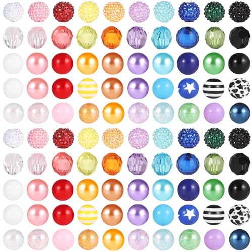 Runde Acrylperlen, 2,3 cm Strassperlen zum Basteln, Schmuck und DIY-Projekte, 100 Stück von Chewtoyo
