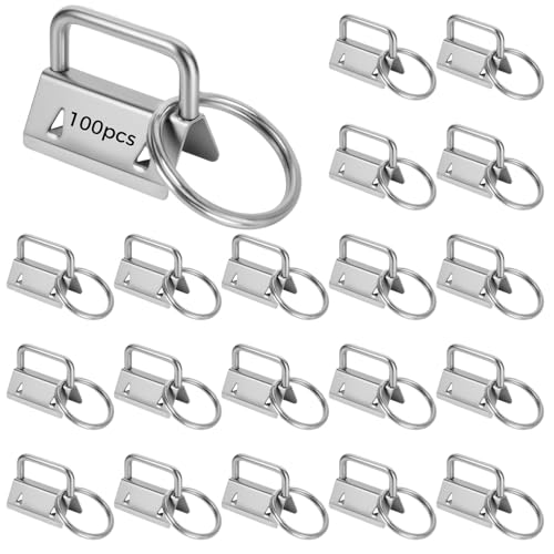 Schlüsselanhänger-Clips aus Metall mit Spaltringen, 2,5 cm, silberfarben, 100 Stück von Chewtoyo