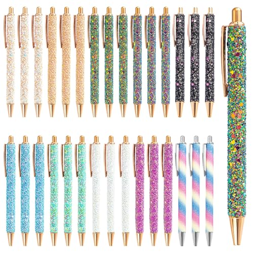 Set mit 30 Glitzer-Kugelschreibern, einziehbar mit 10 Farben, motivierende Designs mit Metallclips für Arbeit und Spielen Set mit 30 Glitzer-Kugelschreibern, einziehbar mit 10 Farben, motivierende Designs mit Metallclips für Arbeit und Spielen von Chewtoyo