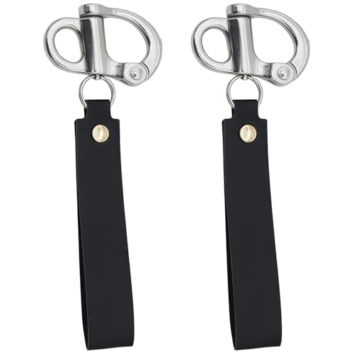 Stahl-Karabinerhaken mit fester Feder, 316, Edelstahl, Gürtel-Stil, automatische Entriegelung, Schnellclip, robuster Schnappverschluss für Ausrüstung, Feuerwehrmann, Lederband inklusive, 5,2 cm, 2 Stahl-Karabinerhaken mit fester Feder, 316, Edelstahl, Gürtel-Stil, automatische Entriegelung, Schnellclip, robuster Schnappverschluss für Ausrüstung, Feuerwehrmann, Lederband inklusive, 5,2 cm, 2 von Chewtoyo