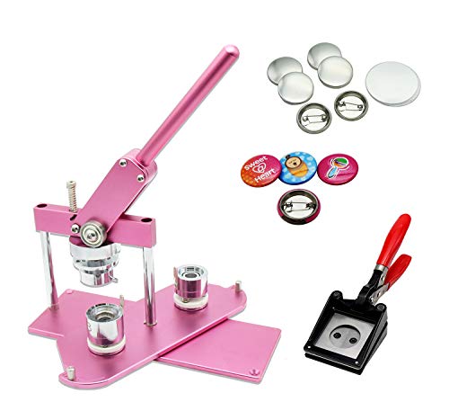 ChiButtons Kit 25 mm (1 Zoll) Pro Badge Machine Button Maker-B400 + Form + 500 Teile + Handling Cutter [metrisches System] (Pink von ChiButtons