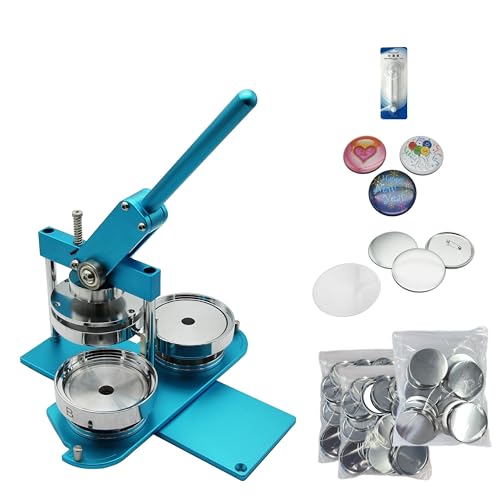 ChiButtons Pro Badge Machine Button Maker-B400 + Form + 100 Teile + Kreisschneider, metrisches System, 100 mm, Blau von ChiButtons