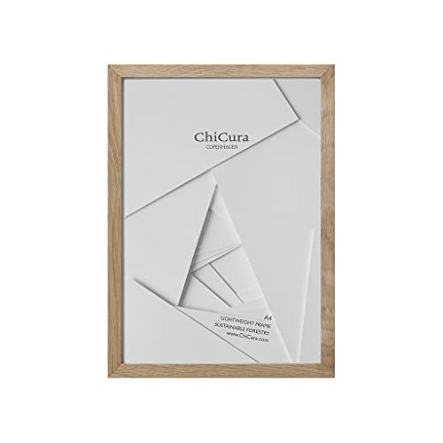 ChiCura Bilderrahmen A4 Holz und Glas (Eiche) | Eleganter Bilder Rahmen 21x30 cm Poster Plakat Foto Wand Hängen | Fotorahmen für Kinderzeichnungen Puzzle Collage Kunst | Photo Frames for Wall von ChiCura