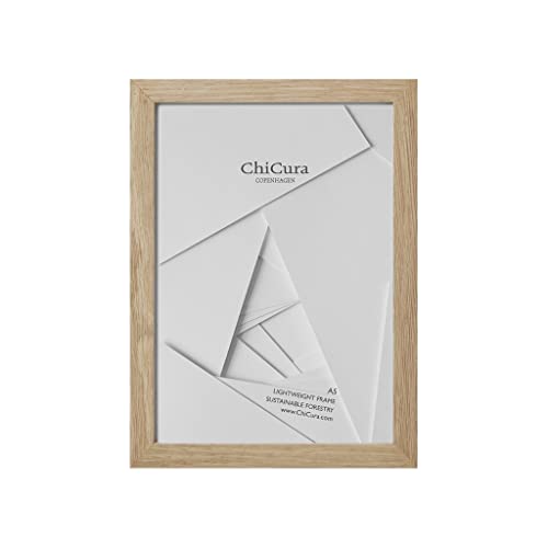 ChiCura Bilderrahmen Holz A5 Glas (Eiche) | Eleganter Bilder Rahmen 15x21 cm Poster Plakat Foto Wand Hängen | Fotorahmen für Kinderzeichnungen Puzzle Collage Kunst | Photo Frames for Wall von ChiCura