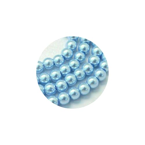 100x Glasperlen 8mm Glänzend Metallic Perlen Set Beads Glas Mix Schmuck Basteln (Himmelblau) von Chiaras's Engelshop