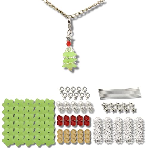 10x Bastelset Tannenbaum Anhänger Silber mit Stern Weihnachtsbaum Charms Perlen Perlenengel Set von Chiaras's Engelshop