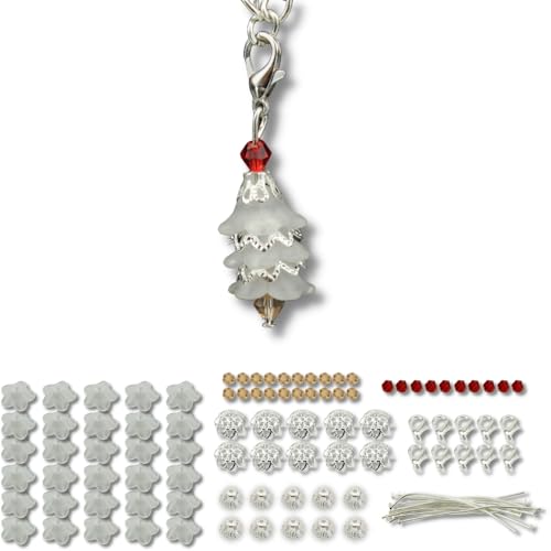 10x Bastelset Weihnachten Tannenbaum Weiß Weihnachtsbaum Charms Perlen Perlenengel Anhänger Set Perlenanhänger von Chiaras's Engelshop