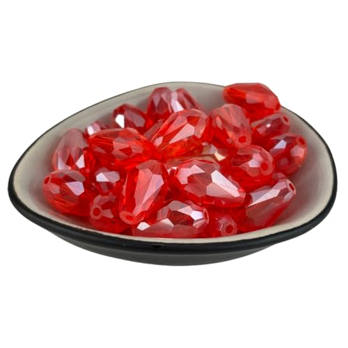 30x Glasperlen 15x10mm Tropfen Träne Irisierend AB Facettiert Plattiert Kristall (Dunkelorange) von Chiaras's Engelshop