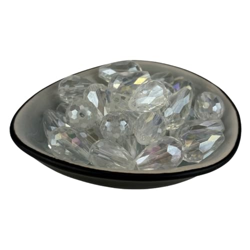 30x Glasperlen 15x10mm Tropfen Träne Irisierend AB Facettiert Plattiert Kristall (Klar) von Chiaras's Engelshop