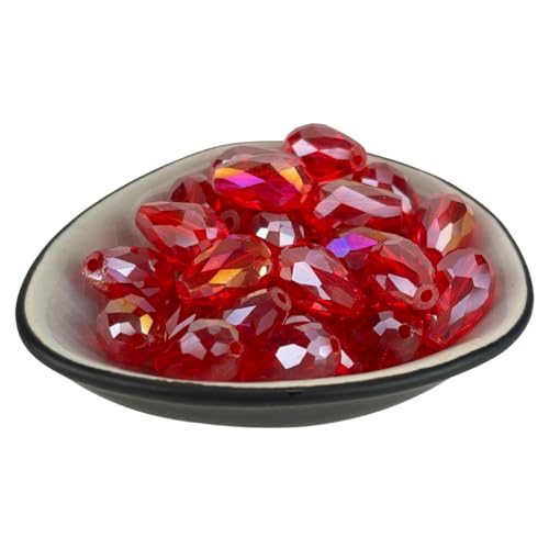 30x Glasperlen 15x10mm Tropfen Träne Irisierend AB Facettiert Plattiert Kristall (Purpur) von Chiaras's Engelshop