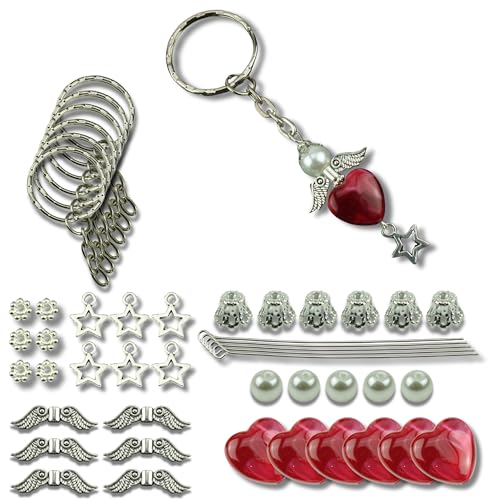 Chiaras's Engelshop 6x Bastelset Schutzengel Schlüsselanhänger Anhänger Geschenkanhänger Perlenengel von Chiaras's Engelshop