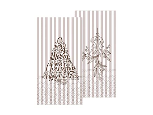 Chic Antique Servietten Papierserviette Serviette Weihnachten Christmas Schneeflocke Weihnachtsbaum verschiedene Größen und Muster X-Mas (38004-20 Mistelzweig Latte 20x10cm) von Chic Antique