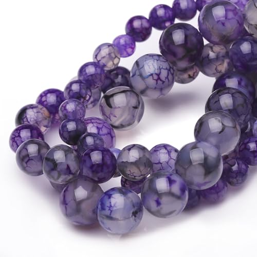 Chicager 8 mm Natursteinperlen zur Schmuckherstellung, violetter Drachenvener-Achat, poliert, glatt, rund, Edelsteinperlen für Armband, Halskette, 38,1 cm Chicager 8 mm Natursteinperlen zur Schmuckherstellung, violetter Drachenvener-Achat, poliert, glatt, rund, Edelsteinperlen für Armband, Halskette, 38,1 cm von Chicager