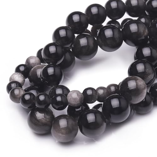 Chicager Natursteinperlen zur Schmuckherstellung, 10 mm, Obsidian, poliert, glatt, rund, Edelsteinperlen für Armband, Halskette, 38,1 cm Chicager Natursteinperlen zur Schmuckherstellung, 10 mm, Obsidian, poliert, glatt, rund, Edelsteinperlen für Armband, Halskette, 38,1 cm von Chicager