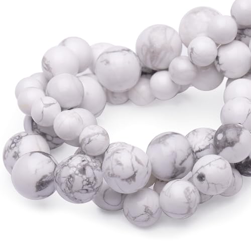 Chicager Natursteinperlen zur Schmuckherstellung, 6 mm, Howlith, poliert, glatt, rund, Edelsteinperlen für Armband, Halskette, 38,1 cm Chicager Natursteinperlen zur Schmuckherstellung, 6 mm, Howlith, poliert, glatt, rund, Edelsteinperlen für Armband, Halskette, 38,1 cm von Chicager