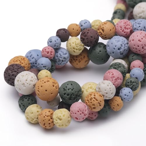 Chicager Natursteinperlen zur Schmuckherstellung, 6 mm, bunt, Lava, poliert, glatt, rund, Edelsteinperlen für Armband, Halskette, 38,1 cm Chicager Natursteinperlen zur Schmuckherstellung, 6 mm, bunt, Lava, poliert, glatt, rund, Edelsteinperlen für Armband, Halskette, 38,1 cm von Chicager