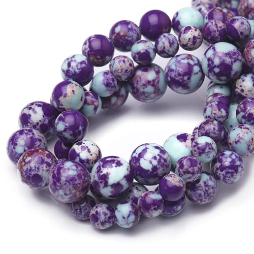 Chicager Natursteinperlen zur Schmuckherstellung, 8 mm, lila-blau, imperialer Jaspis, poliert, glatt, rund, Edelsteinperlen für Armband, Halskette, 38,1 cm Chicager Natursteinperlen zur Schmuckherstellung, 8 mm, lila-blau, imperialer Jaspis, poliert, glatt, rund, Edelsteinperlen für Armband, Halskette, 38,1 cm von Chicager