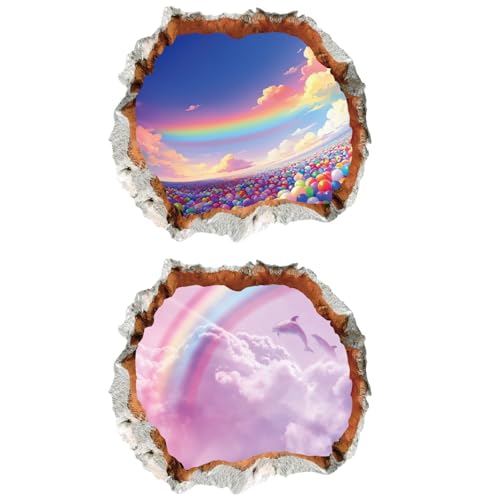 2PCS Wandtattoo Regenbogen 3D Effekt Große 600x650mm - Ballon Wandaufkleber Wandsticker XL Wanddeko Geschenk für Mädchen Babyzimmer Kinderzimmer Schlafzimmer Jungenzimmer Mädchenzimmer 2PCS Wandtattoo Regenbogen 3D Effekt Große 600x650mm - Ballon Wandaufkleber Wandsticker XL Wanddeko Geschenk für Mädchen Babyzimmer Kinderzimmer Schlafzimmer Jungenzimmer Mädchenzimmer von Chicbanners
