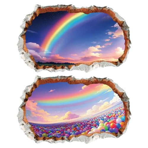 2PCS Wandtattoo Regenbogen 3D Effekt XXL - Ballon Wandaufkleber Wandsticker Wanddeko Geschenk für Mädchen Babyzimmer Kinderzimmer Schlafzimmer Jungenzimmer Mädchenzimmer Große 580x1000mm 2PCS Wandtattoo Regenbogen 3D Effekt XXL - Ballon Wandaufkleber Wandsticker Wanddeko Geschenk für Mädchen Babyzimmer Kinderzimmer Schlafzimmer Jungenzimmer Mädchenzimmer Große 580x1000mm von Chicbanners