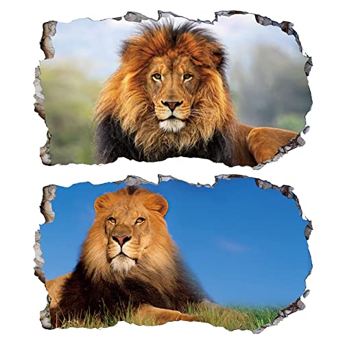 2Pcs Löwe Wandtattoo 3D Effekt XXL Wanddurchbruch Fenster Wandaufkleber für Kinderzimmer Junge Mädchen Groß 1000mmx600mm 2Pcs Löwe Wandtattoo 3D Effekt XXL Wanddurchbruch Fenster Wandaufkleber für Kinderzimmer Junge Mädchen Groß 1000mmx600mm von Chicbanners