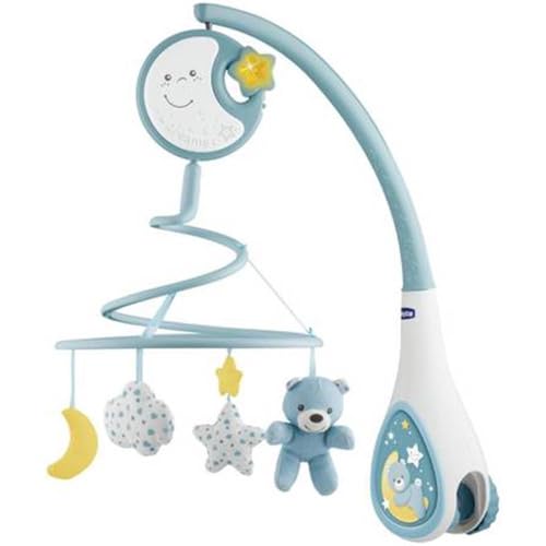 Chicco Next2Dreams Babybett Mobile mit Licht und Musik - 3 in 1 Baby Mobile Kompatibel mit Next2Me Babybett, mit Soundeffekten, Nachtlichtprojektor und Klassischer Musik - 0+ Monate, Blau von Chicco