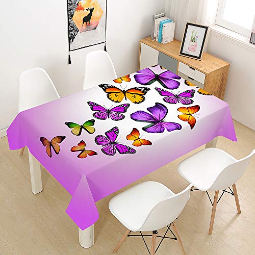 Chickw1 Rechteckig Tischdecke Abwaschbar Wasserdicht Lotuseffekt 3D Eleganter Schmetterling Bedruckte Tischtuch aus Polyester Pflegeleicht, Home Küche Garten Deko (Rosa,100x140cm) von Chickwin-Shop
