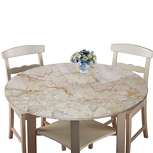 Chickw1 Runde Tischdecke Wasserdicht Antifouling mit Elastische Kante, 3D Modern Marmor Muster Tischschoner, Tischtuch aus Polyester für Küche, Esszimmer, Garten (Gelb,180cm) von Chickwin-Shop