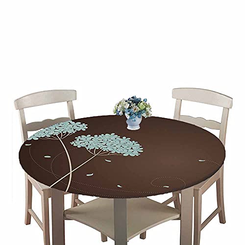 Chickw1 Tischdecke Runde Wasserdicht Abwaschbar Blumenmuster Tischschoner Elastische Kante, Tischtuch aus Polyester für Küche, Esszimmer, Garten, Balkon (Blaue Schneeflocke,150cm) von Chickwin-Shop