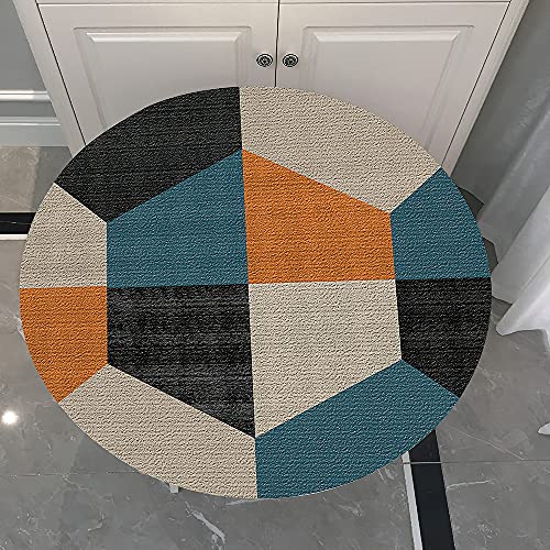 Chickw1 Tischdecke Runde Wasserdicht Abwaschbar Geometrischer Stil Tischschoner Elastische Kante, Tischtuch aus Polyester für Küche, Esszimmer, Garten, Balkon (Retro Sechseck,180cm) von Chickwin-Shop