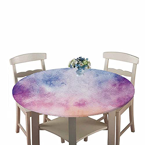 Chickw1 Tischdecke Runde Wasserdicht Abwaschbar Mehrfarbig/Einfarbig Tischschoner Elastische Kante, Tischtuch aus Polyester für Küche, Esszimmer, Garten, Balkon (lila,200cm) von Chickwin-Shop