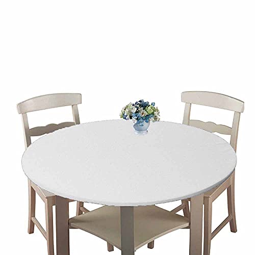 Chickw1 Tischdecke Runde Wasserdicht Abwaschbar Mehrfarbig/Einfarbig Tischschoner Elastische Kante, Tischtuch aus Polyester für Küche, Esszimmer, Garten, Balkon (weiß,200cm) von Chickwin-Shop
