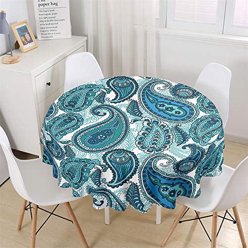 Chickw1 Wasserdicht Tischdecke Runde Abwaschbar, Bunt Vintage Paisley Muster Tischdecken,Tischtuch aus Polyester, Tischdekoration Benutzt für Küche, Esszimmer, Garten (B,200cm) von Chickwin-Shop