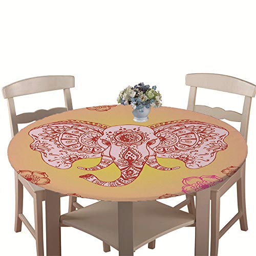 Chickwin Tischdecke Outdoor Rund 100 cm, Elastisch Tischdecken Abwaschbar Wasserabweisend Lotuseffekt 3D Monstera Garten Tischdecke Mandala Table Cloth, Ideal für 80cm-90cm von Chickwin-Shop