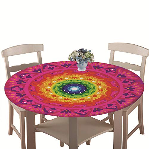 Tischdecke Outdoor Rund 150 cm, Elastisch Tischdecken Abwaschbar Wasserabweisend Lotuseffekt 3D Monstera Garten Tischdecke Mandala Table Cloth, Ideal für 130cm-140cm Tischdecke Outdoor Rund 150 cm, Elastisch Tischdecken Abwaschbar Wasserabweisend Lotuseffekt 3D Monstera Garten Tischdecke Mandala Table Cloth, Ideal für 130cm-140cm von Chickwin-Shop