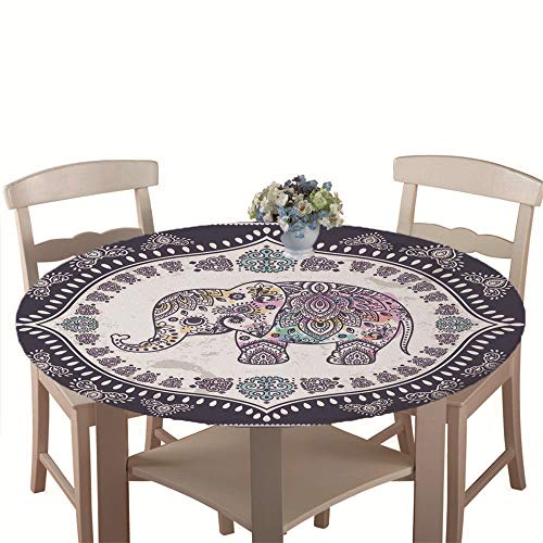 Chickwin Tischdecke Outdoor Rund 90 cm, Elastisch Tischdecken Abwaschbar Wasserabweisend Lotuseffekt 3D Monstera Garten Tischdecke Mandala Table Cloth, Ideal für 70cm-80cm von Chickwin-Shop