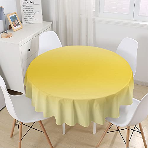 Chickwin Wasserdicht Tischdecke Runde Abwaschbar, Modern Einfarbig Tischdecken,Tischtuch aus Polyester, Tischdekoration Benutzt für Küche, Esszimmer, Garten (Gelb,150cm) von Chickwin-Shop