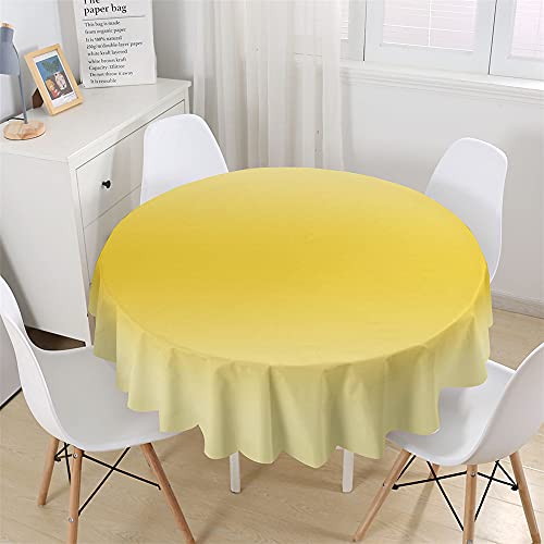 Chickw1 Wasserdicht Tischdecke Runde Abwaschbar, Modern Einfarbig Tischdecken,Tischtuch aus Polyester, Tischdekoration Benutzt für Küche, Esszimmer, Garten (Gelb,150cm) von Chickwin-Shop