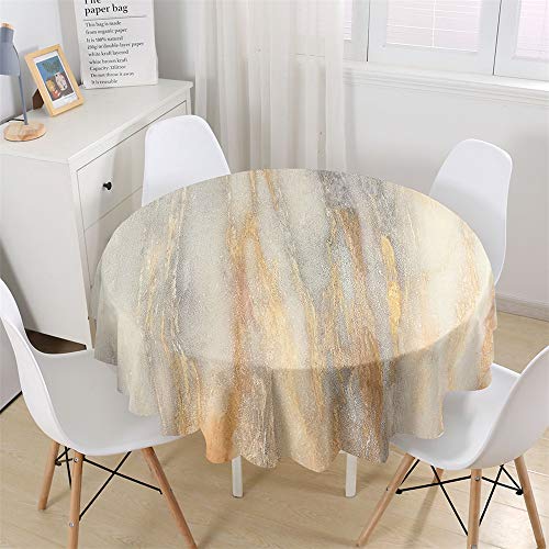 Chickw1 Wasserdicht Tischdecke Runde Abwaschbar, Moderner Marmor Bedruckte Tischdecken,Tischtuch aus Polyester, Tischdekoration Benutzt für Küche, Esszimmer, Garten (Golden,150cm) von Chickwin-Shop