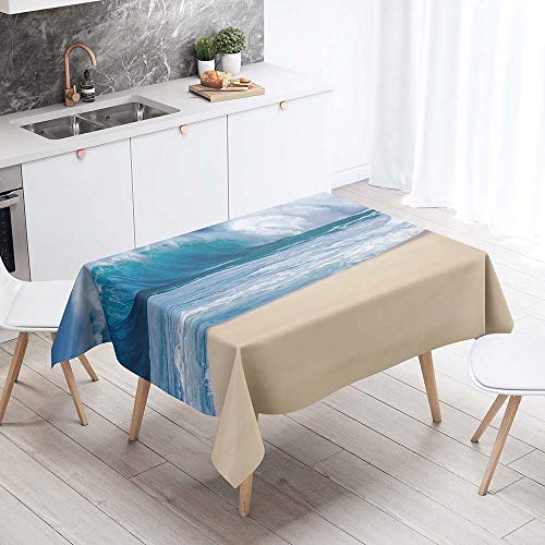 Chickw1 Tischdecke Abwaschbar, Modern Sommer Seestern Druck Wasserdicht Polyester Rechteckig Fleckschutz Ölfest Abwaschbar Pflegeleicht Mehrzweck Gartentischdecke (140x180cm,Sand) von Chickwin