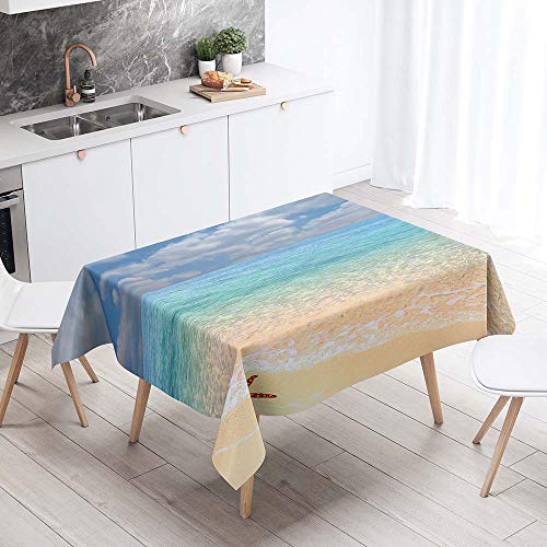 Chickw1 Tischdecke Abwaschbar, Modern Sommer Seestern Druck Wasserdicht Polyester Rechteckig Fleckschutz Ölfest Abwaschbar Pflegeleicht Mehrzweck Gartentischdecke (140x200cm,Himmel) von Chickwin
